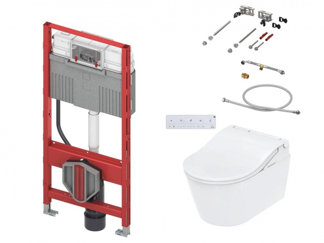 Комплект унитаз подвесной TOTO RW CW542ERY с Washlet TCF801CG#NW1 инсталляцией TECE 9300379 крепление 9380014 и комплект подключения 9880052
